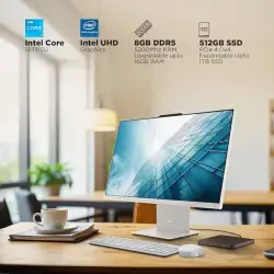 Ordinateur de bureau tout-en-un Lenovo IdeaCentre AIO 24IRH9, écran FHD IPS 100 Hz 23,8 pouces, Intel Core i3-1315U, 8 Go de RAM DDR5, SSD 512 Go, clavier et souris sans fil, Microsoft 365 Basic + Office Home 2024