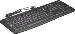 Clavier professionnel filaire Logitech K120 pour Windows ou Linux, USB plug-and-play, taille standard, résistant aux éclaboussures, barre d’espace courbée, PC/ordinateur portable, disposition QWERTY Royaume-Uni - noir